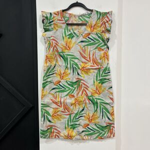 Nicole Miller NY Linen Tropical Print Summer Dress Size XS